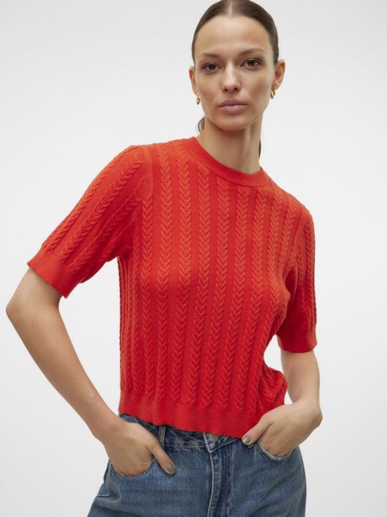 Vero Moda VMJENNY SS O-NECK PULLOVER GA BOO (10321462/Fiery Red SOLID) - WeekendMode