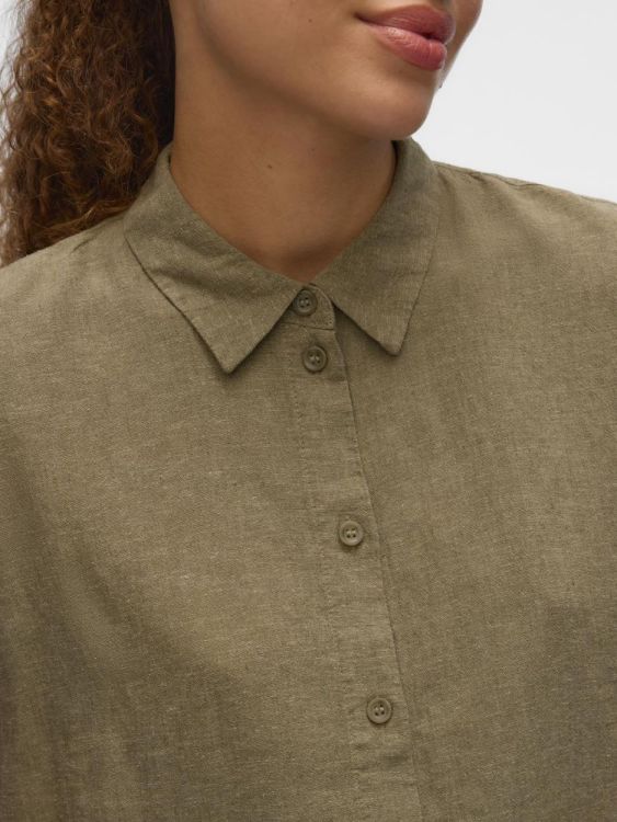 Vero Moda VMLINN 2/4 SHORT SHIRT WVN NOOS (10306820/Kalamata MELANGE) - WeekendMode