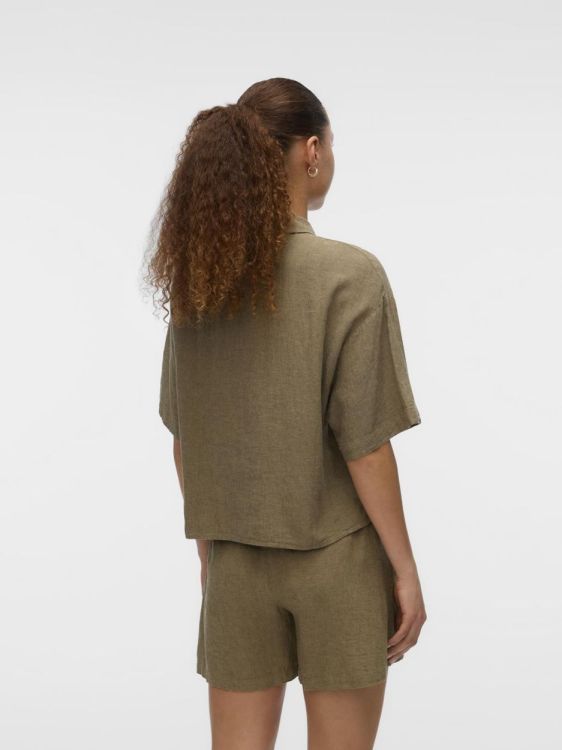 Vero Moda VMLINN 2/4 SHORT SHIRT WVN NOOS (10306820/Kalamata MELANGE) - WeekendMode
