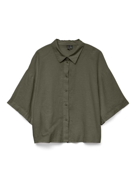 Vero Moda VMLINN 2/4 SHORT SHIRT WVN NOOS (10306820/Kalamata MELANGE) - WeekendMode