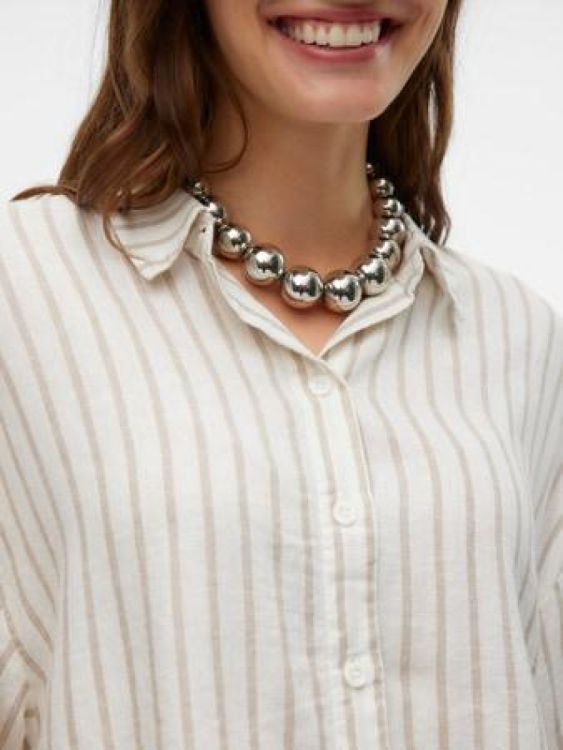 Vero Moda VMLINN 2/4 SHORT SHIRT WVN NOOS (10306820/Snow White Olga moon rock) - WeekendMode