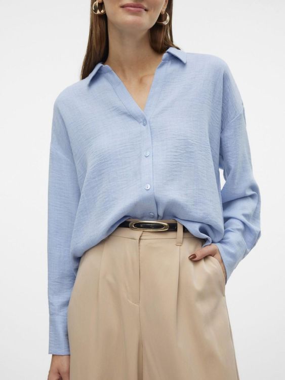 Vero Moda VMMELANEY QUEENY LS SHIRT WVN NOOS (10316389/Chambray Blue Melange) - WeekendMode