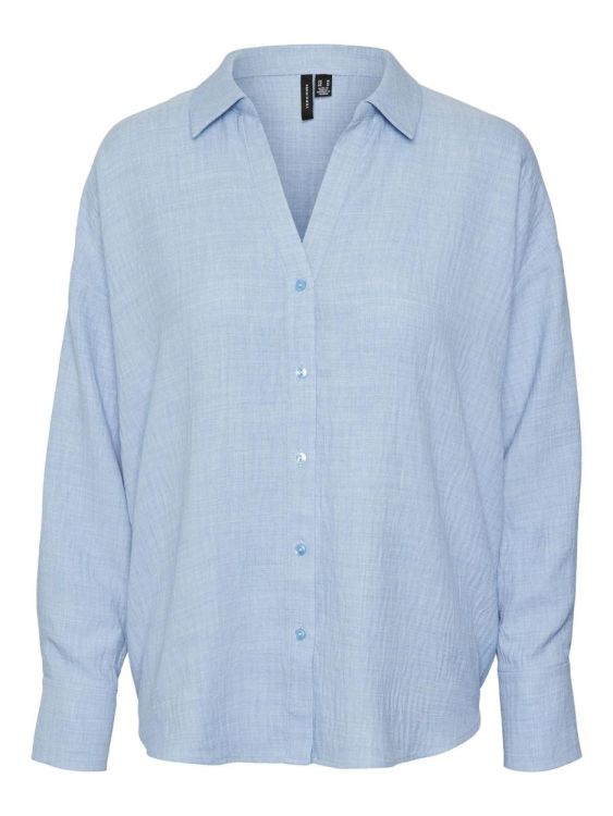 Vero Moda VMMELANEY QUEENY LS SHIRT WVN NOOS (10316389/Chambray Blue Melange) - WeekendMode