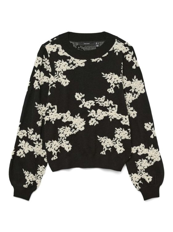 Vero Moda VMNANCY LS O-NECK PULLOVER BOO (10333561/Black W. BIRCH FLOWER) - WeekendMode
