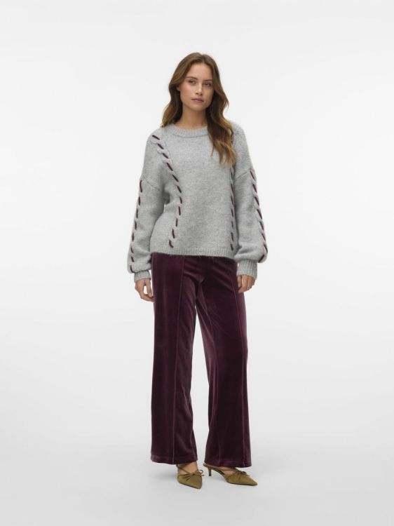 Vero Moda VMSHANNA HW WIDE VELVET PANT (10334038/Winetasting) - WeekendMode