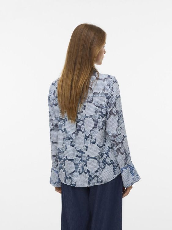 Vero Moda VMULRIKA LS SHIRT WVN GA (10338832/Dark Denim Cloud dancer) - WeekendMode