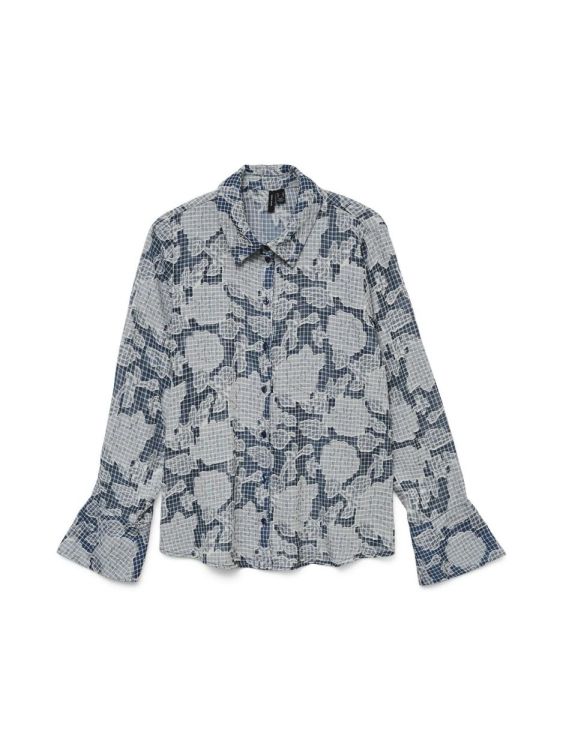 Vero Moda VMULRIKA LS SHIRT WVN GA (10338832/Dark Denim Cloud dancer) - WeekendMode