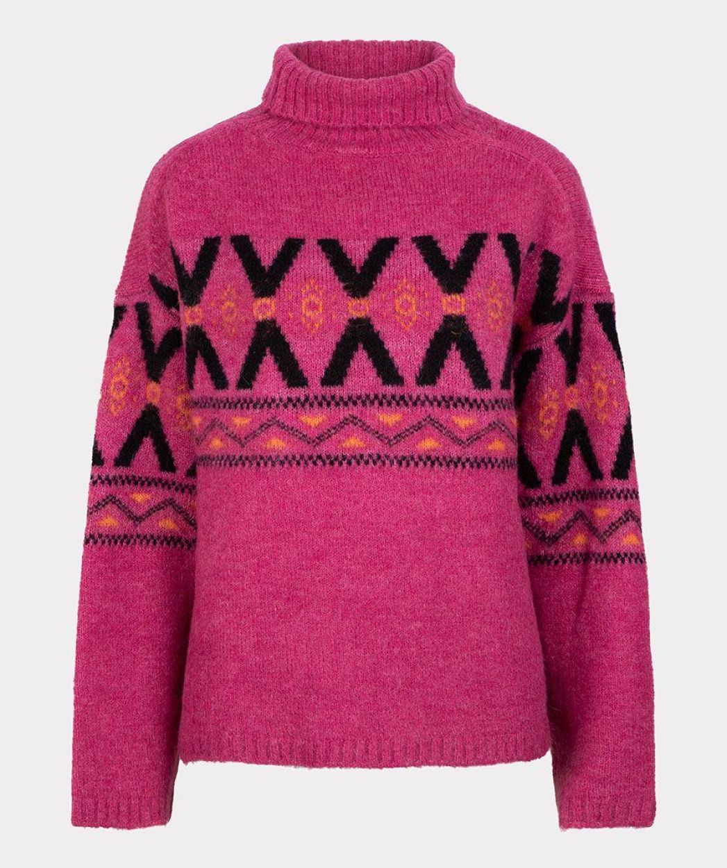 Esqualo Sweater intarsia knit (W22.07702/pink) - WeekendMode