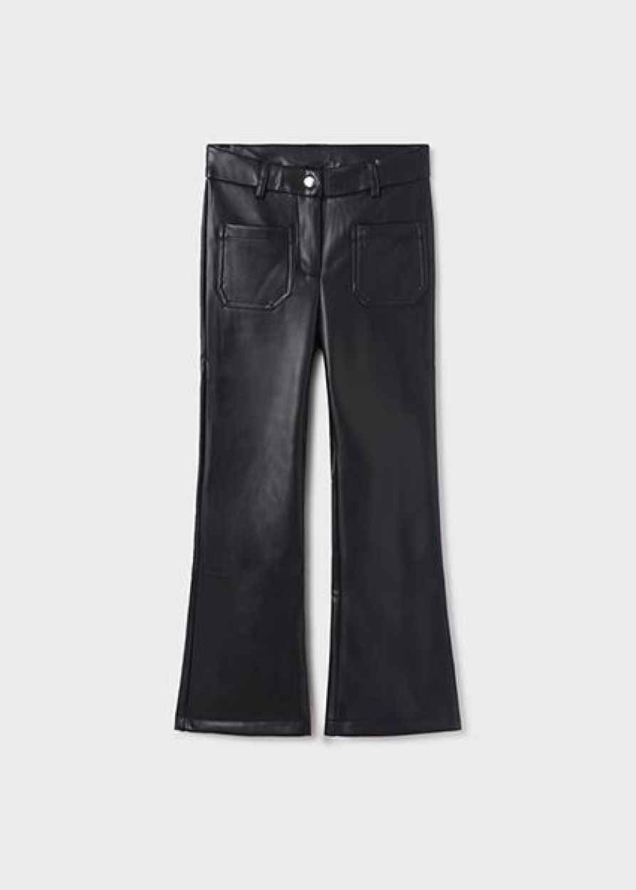 Mayoral Teens Leatherette long pants (8F.7508/Black) - WeekendMode