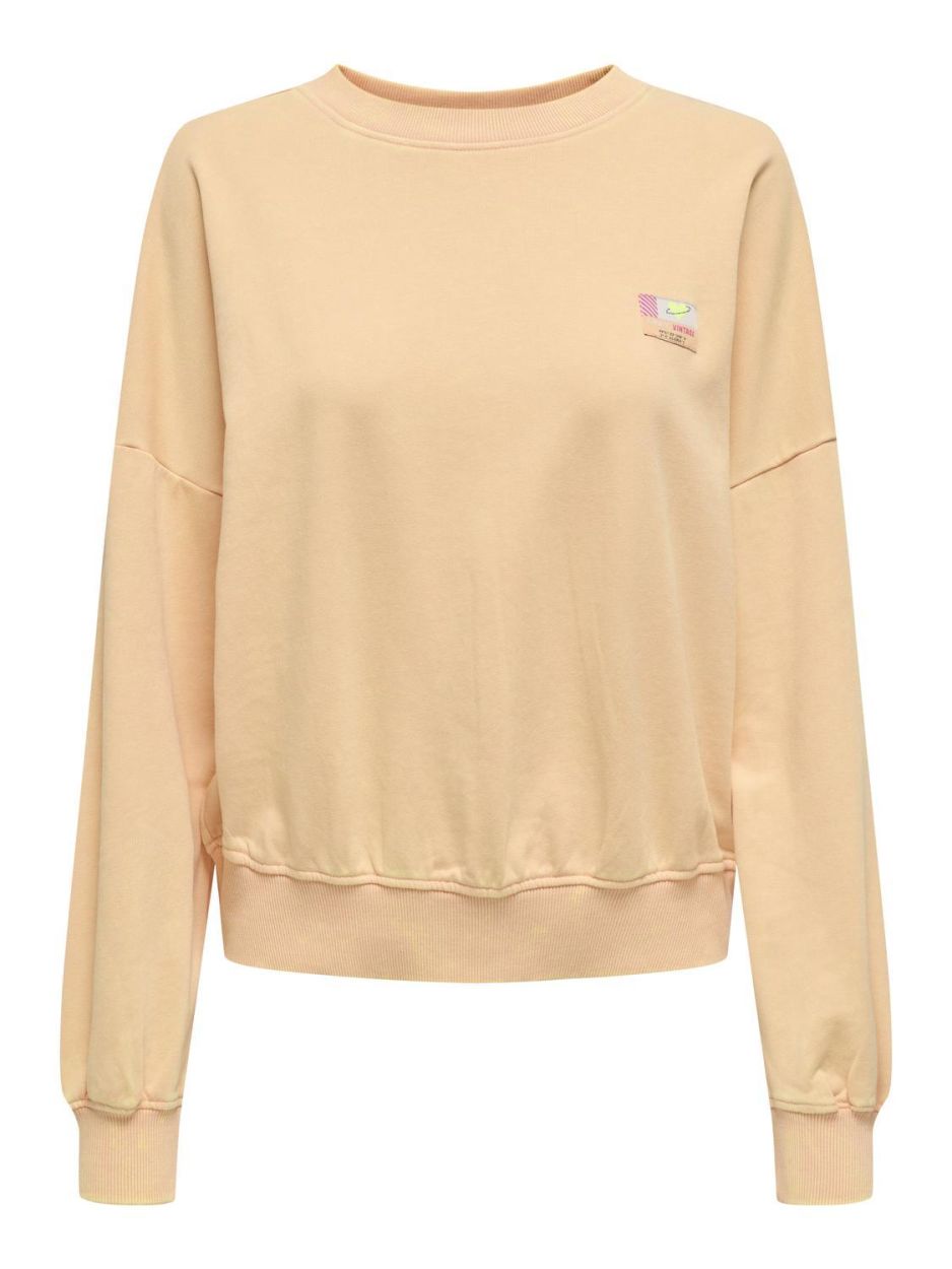 Only ONLMINNA L/S WASHED O-NECK UB CS SWT (15344956/Caramel Cream Label only vintag) - WeekendMode