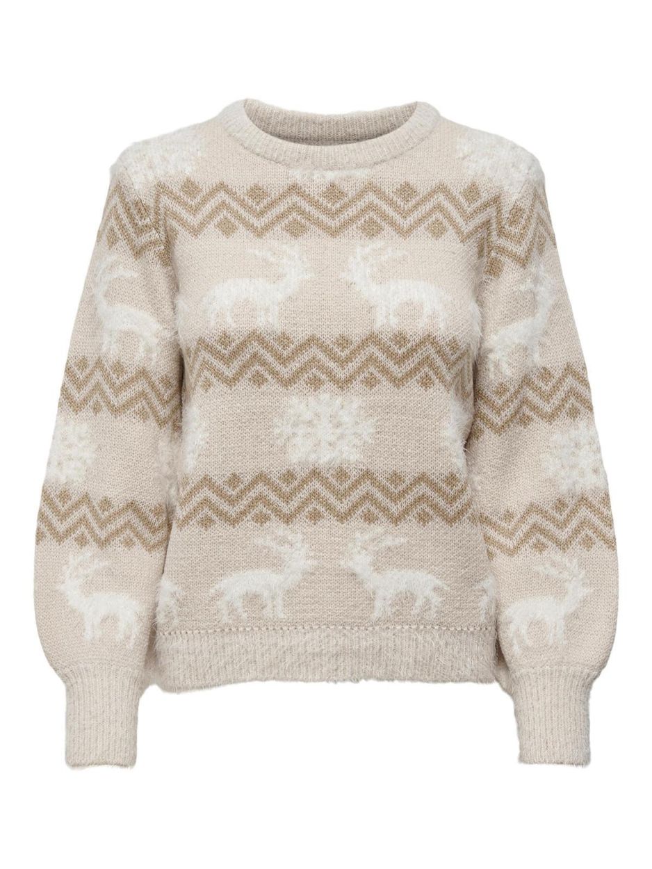 Only ONLXMAS FAIRISLE L/S PULLOVER KNT (15271122/Pumice Stone) - WeekendMode