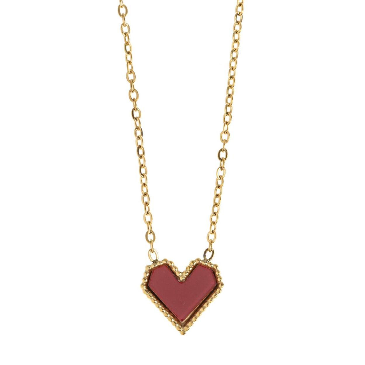 Timi of Sweden Sarah - Red Heart Necklace Stainless Ste (84362) - WeekendMode