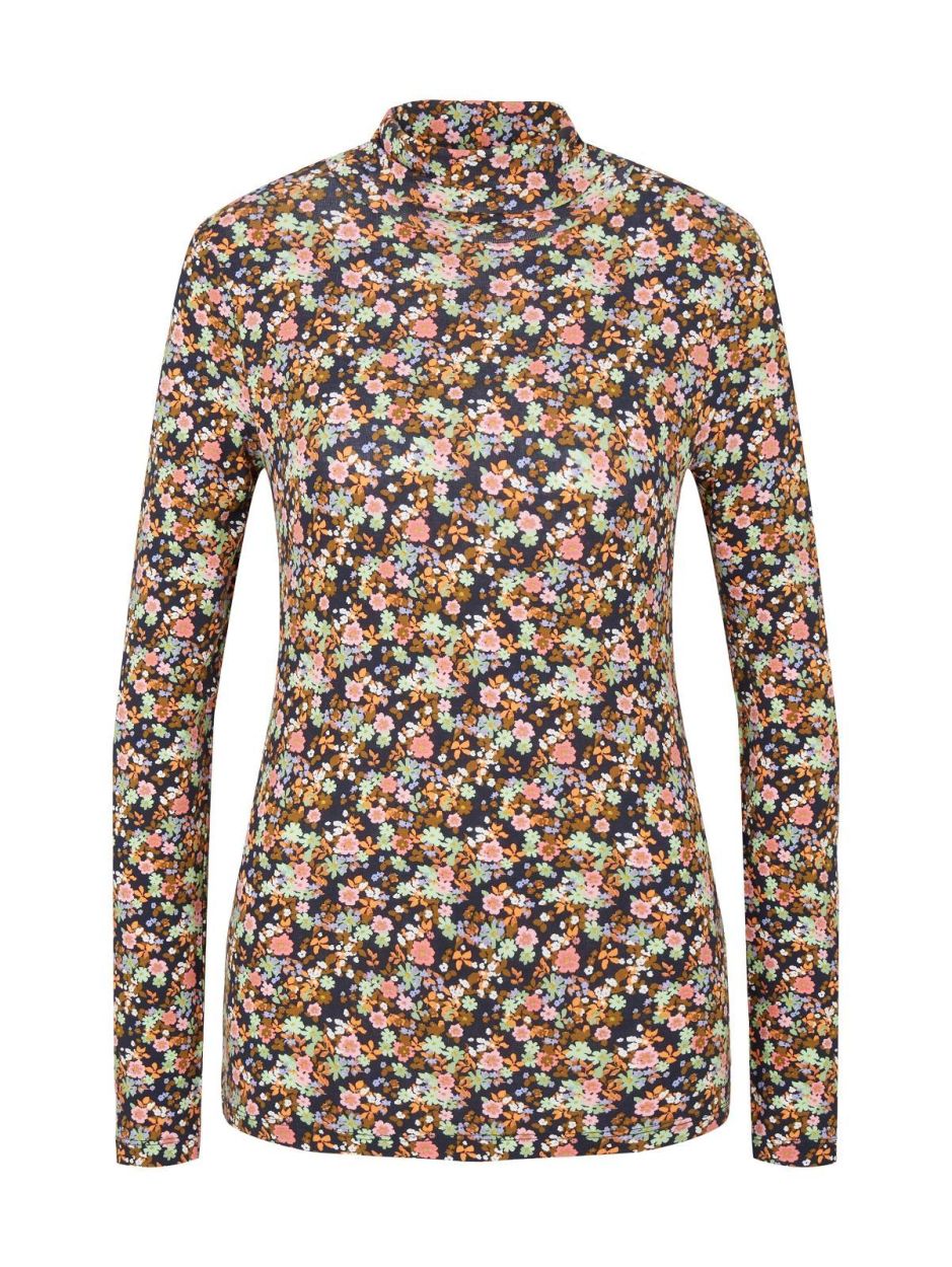 Tom Tailor Female Denim fitted turtleneck t-shirt flower print (1032835/30182) - WeekendMode